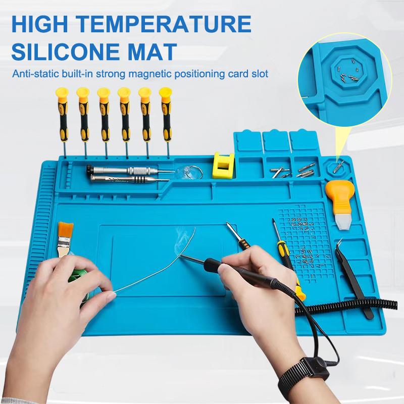 Phone Accessories Repair - Antistatische hitzebeständige Silikon-Tischunterlage, magnetische Wärmeisolier-Silikonmatte, Reparatur-Set,