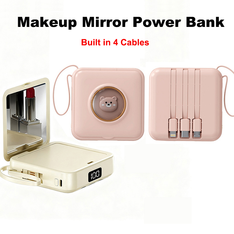 Portable Charger 20000Mah - 20000 mAh Mini-Powerbank mit integriertem 4-Kabel,