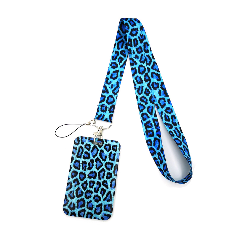 Phone Accessories For Boys - Blauer Leopardenmuster Schlüsselband Auto Schlüsselanhänger Ausweis