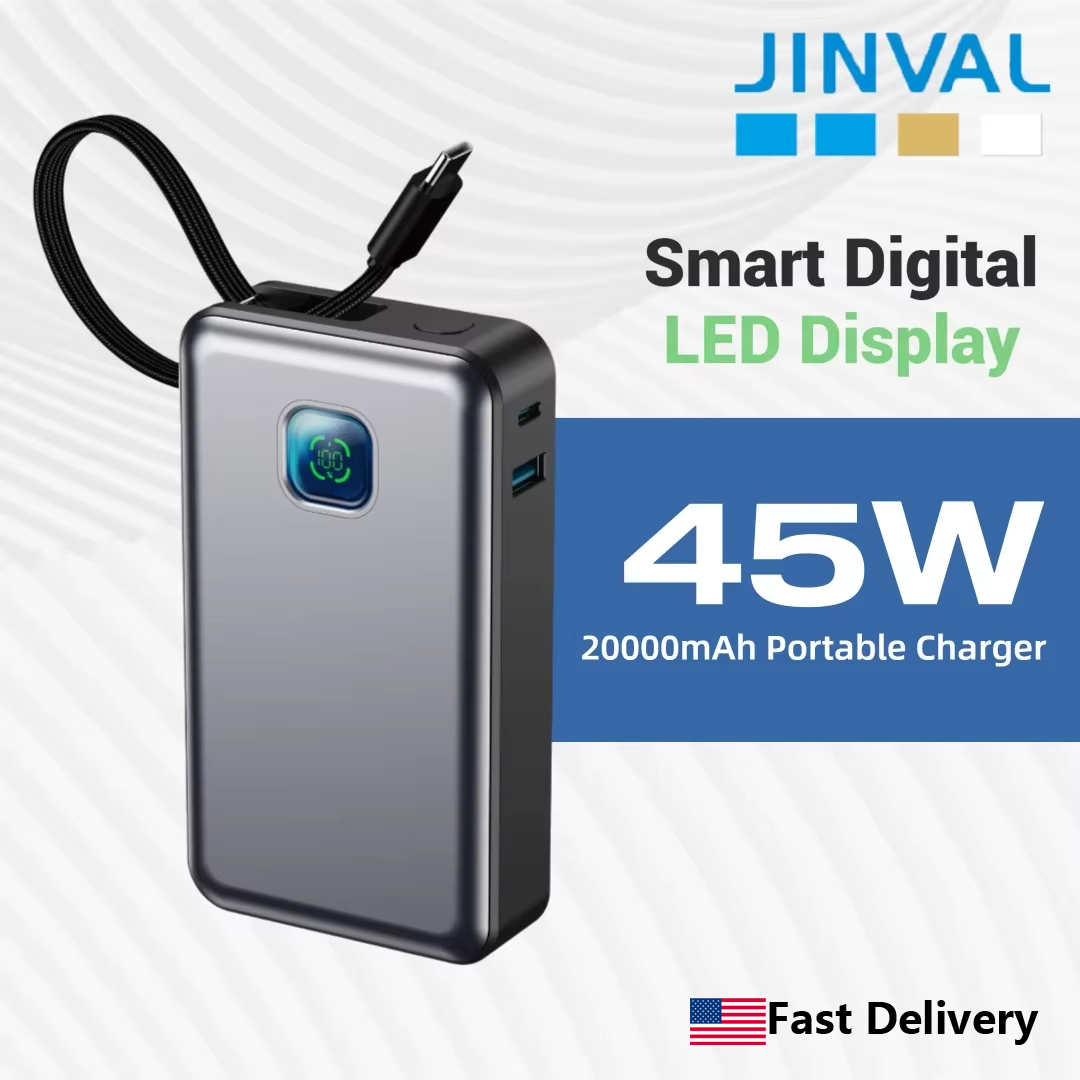 Portable Charger 20000Mah - JIVAL 20000mAh PD45W Powerbank mit LED-Anzeige,