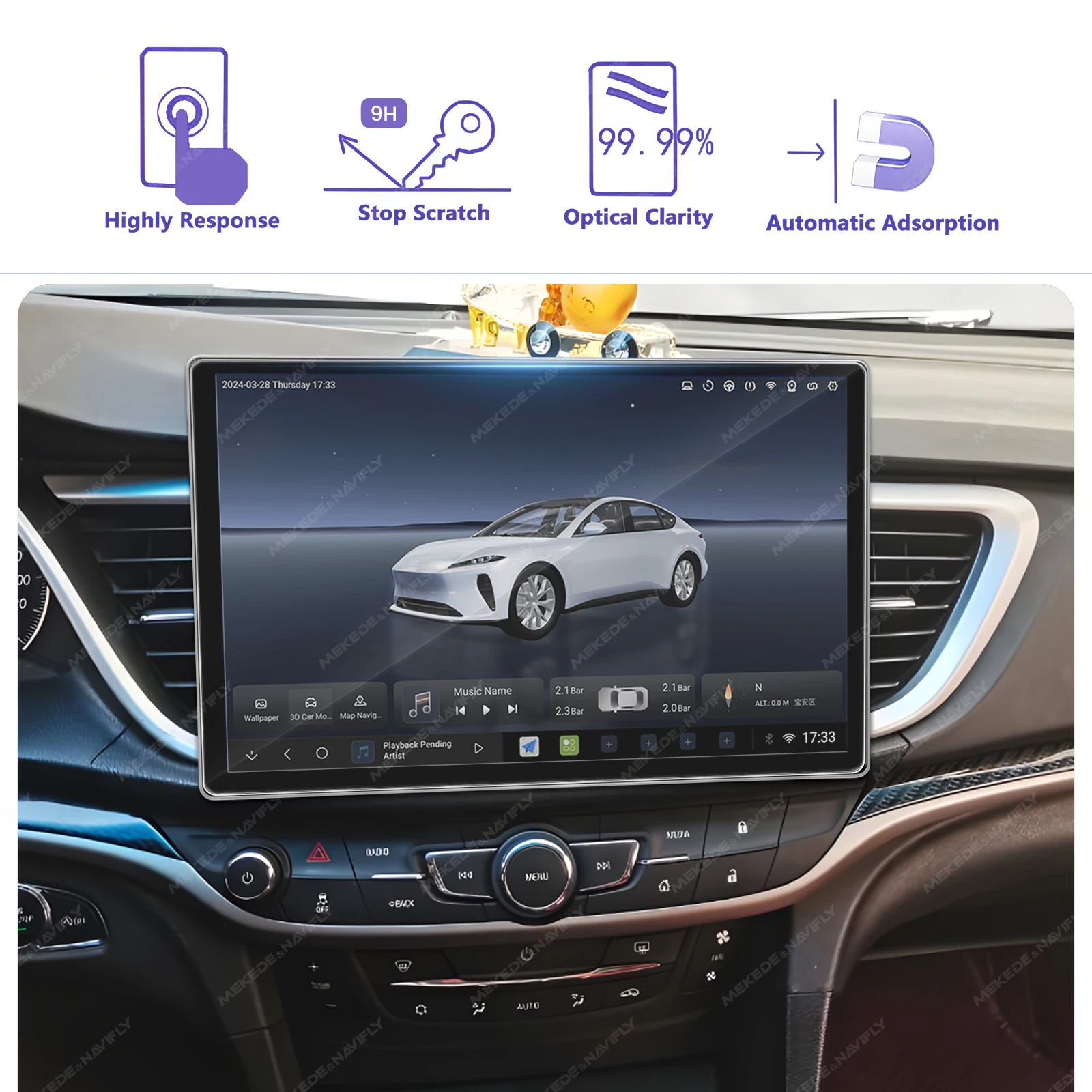 Tempered Glass Screen - Für 11,5 13 Zoll Radio Gehärtetes