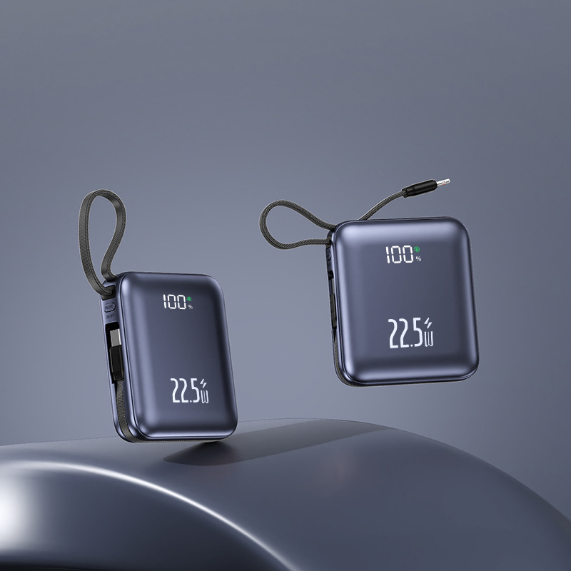 Portable Charger 20000Mah - CCC-zertifiziertes Mini-Powerbank-eingebautes Kabel, 20000 mAh, 22,5